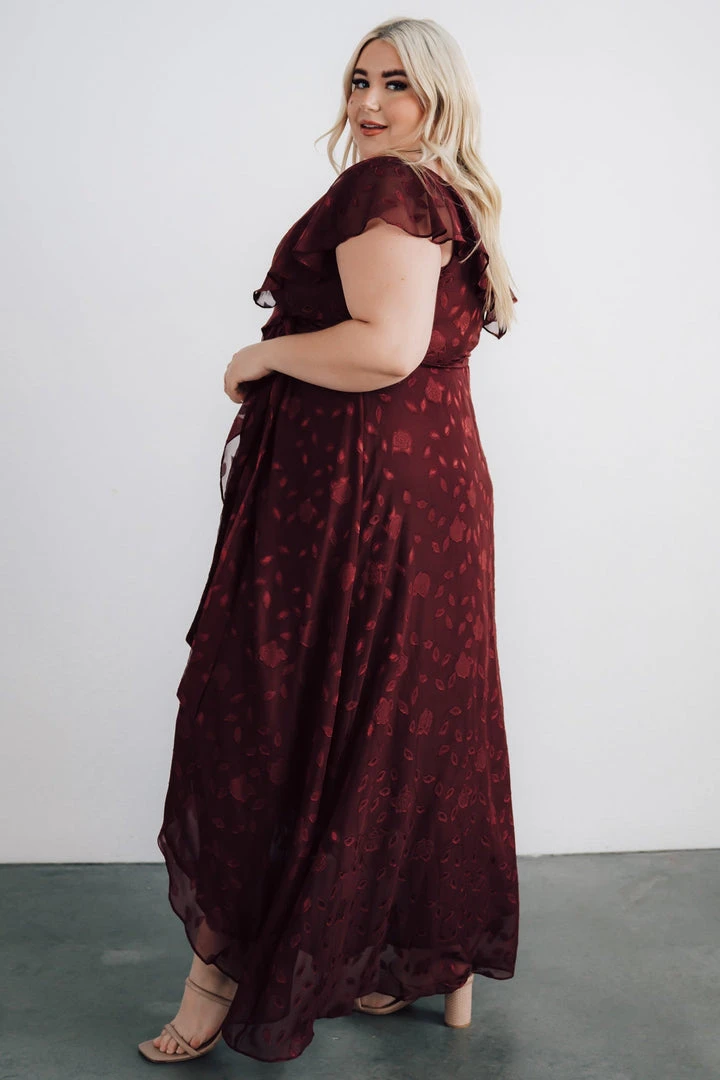 BB Custom Marion Jacquard Ruffle Maxi Dress | Merlot 5 BB Custom Marion Jacquard Ruffle Maxi Dress | Merlot