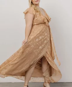 BB Custom Dresses Marion Jacquard Ruffle Maxi Dress | Natural