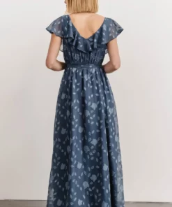 BB Custom Dresses Marion Jacquard Ruffle Maxi Dress | Pacific Blue 16 BB Custom Dresses Marion Jacquard Ruffle Maxi Dress | Pacific Blue