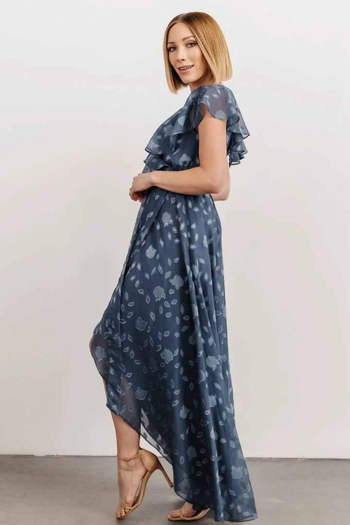 BB Custom Dresses Marion Jacquard Ruffle Maxi Dress | Pacific Blue 5 BB Custom Dresses Marion Jacquard Ruffle Maxi Dress | Pacific Blue