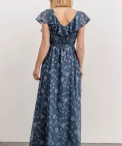BB Custom Dresses Marion Jacquard Ruffle Maxi Dress | Pacific Blue 17 BB Custom Dresses Marion Jacquard Ruffle Maxi Dress | Pacific Blue