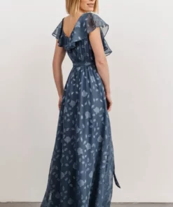 BB Custom Dresses Marion Jacquard Ruffle Maxi Dress | Pacific Blue 18 BB Custom Dresses Marion Jacquard Ruffle Maxi Dress | Pacific Blue
