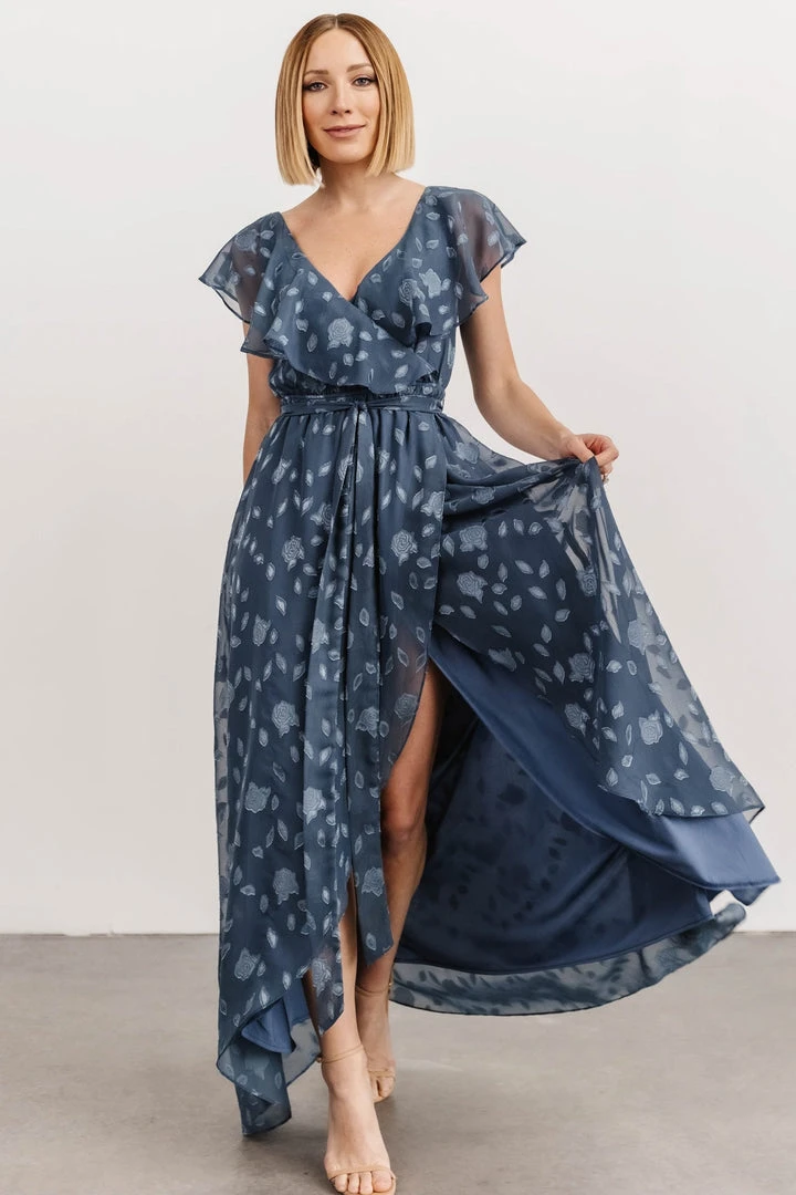 BB Custom Dresses Marion Jacquard Ruffle Maxi Dress | Pacific Blue 11 BB Custom Dresses Marion Jacquard Ruffle Maxi Dress | Pacific Blue