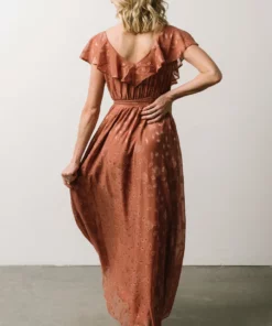 BB Custom Marion Jacquard Ruffle Maxi Dress | Rosy Brown Dresses 14 BB Custom Marion Jacquard Ruffle Maxi Dress | Rosy Brown Dresses