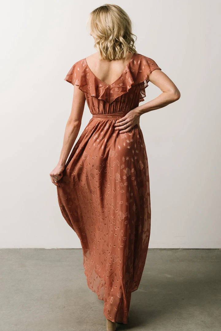 BB Custom Marion Jacquard Ruffle Maxi Dress | Rosy Brown Dresses 6 BB Custom Marion Jacquard Ruffle Maxi Dress | Rosy Brown Dresses
