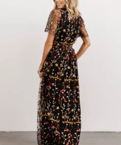 BB Custom Dresses Marseille Embossed Maxi Dress | Black Multi Floral 13 BB Custom Dresses Marseille Embossed Maxi Dress | Black Multi Floral
