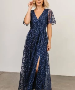 BB Custom Dresses Marseille Embossed Maxi Dress | Blue
