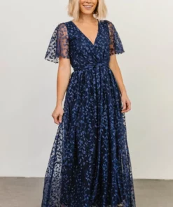 BB Custom Dresses Marseille Embossed Maxi Dress | Blue