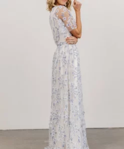 BB Custom Marseille Embossed Maxi Dress | Blue Blossom