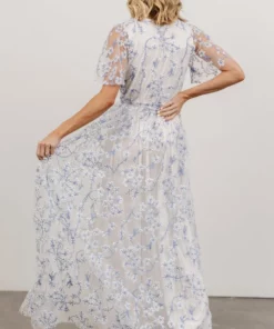 BB Custom Marseille Embossed Maxi Dress | Blue Blossom