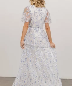 BB Custom Marseille Embossed Maxi Dress | Blue Blossom