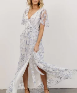 BB Custom Marseille Embossed Maxi Dress | Blue Blossom