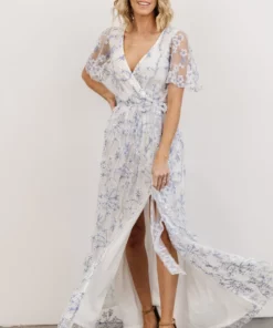 BB Custom Marseille Embossed Maxi Dress | Blue Blossom