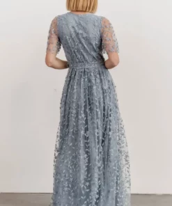 BB Custom Marseille Embossed Maxi Dress | Dusty Blue