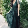 BB Custom Marseille Embossed Maxi Dress | Green