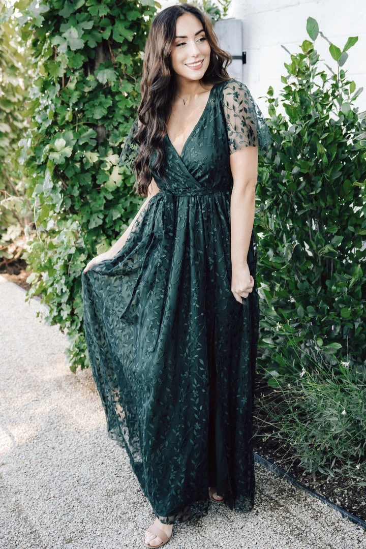 BB Custom Marseille Embossed Maxi Dress | Green 1 BB Custom Marseille Embossed Maxi Dress | Green