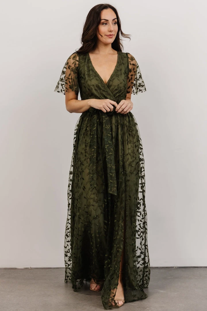 BB Custom Marseille Embossed Maxi Dress | Olive 1 BB Custom Marseille Embossed Maxi Dress | Olive