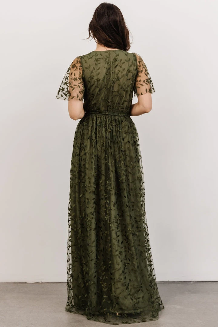 BB Custom Marseille Embossed Maxi Dress | Olive 3 BB Custom Marseille Embossed Maxi Dress | Olive