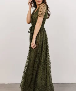 BB Custom Marseille Embossed Maxi Dress | Olive 12 BB Custom Marseille Embossed Maxi Dress | Olive