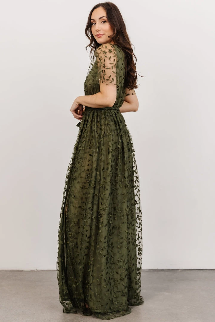 BB Custom Marseille Embossed Maxi Dress | Olive 4 BB Custom Marseille Embossed Maxi Dress | Olive