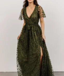 BB Custom Marseille Embossed Maxi Dress | Olive 13 BB Custom Marseille Embossed Maxi Dress | Olive