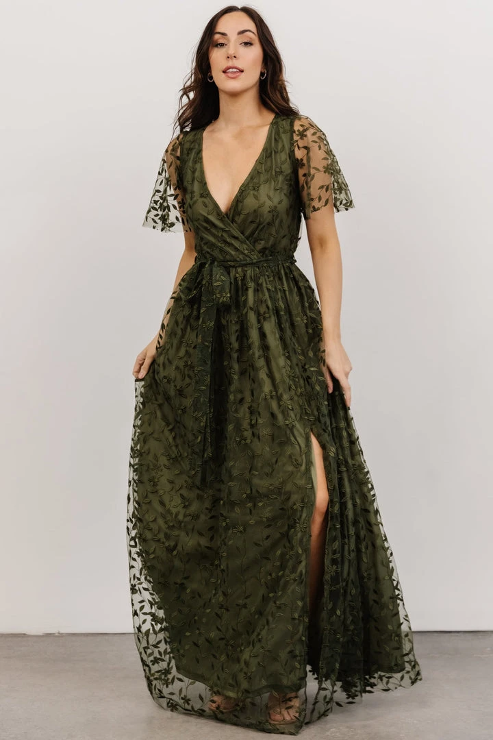 BB Custom Marseille Embossed Maxi Dress | Olive 6 BB Custom Marseille Embossed Maxi Dress | Olive