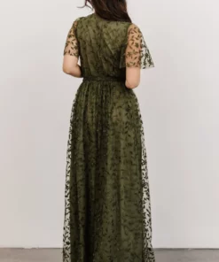BB Custom Marseille Embossed Maxi Dress | Olive
