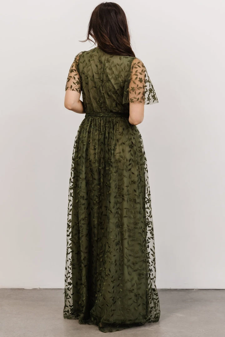 BB Custom Marseille Embossed Maxi Dress | Olive 2 BB Custom Marseille Embossed Maxi Dress | Olive