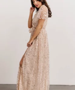BB Custom Marseille Embossed Maxi Dress | Sequin Champagne 15 BB Custom Marseille Embossed Maxi Dress | Sequin Champagne