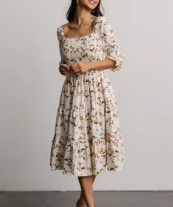 BB Custom Dresses Marta Smocked Midi Dress | Golden Floral