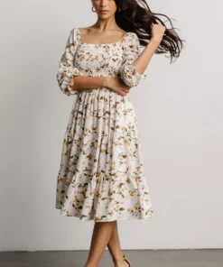 BB Custom Dresses Marta Smocked Midi Dress | Golden Floral