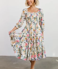 BB Custom Dresses Marta Smocked Midi Dress | Multi Floral