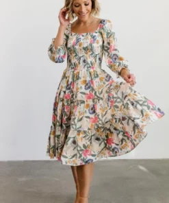 BB Custom Dresses Marta Smocked Midi Dress | Multi Floral