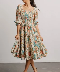 BB Custom Marta Smocked Midi Dress | Summer Floral Dresses