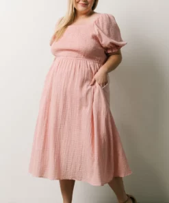HAY Martha Smocked Midi Dress | Dusty Pink Dresses