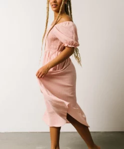 HAY Martha Smocked Midi Dress | Dusty Pink Dresses