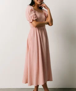 HAY Martha Smocked Midi Dress | Dusty Pink Dresses