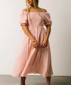 HAY Martha Smocked Midi Dress | Dusty Pink Dresses