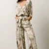 DF Maxwell Jumpsuit | Cream + Sage Palm Print