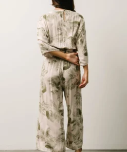 DF Maxwell Jumpsuit | Cream + Sage Palm Print