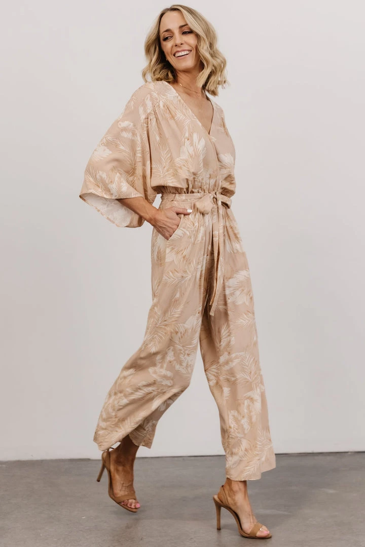DF Maxwell Jumpsuit | Natural Palm Print Boho 2 DF Maxwell Jumpsuit | Natural Palm Print Boho