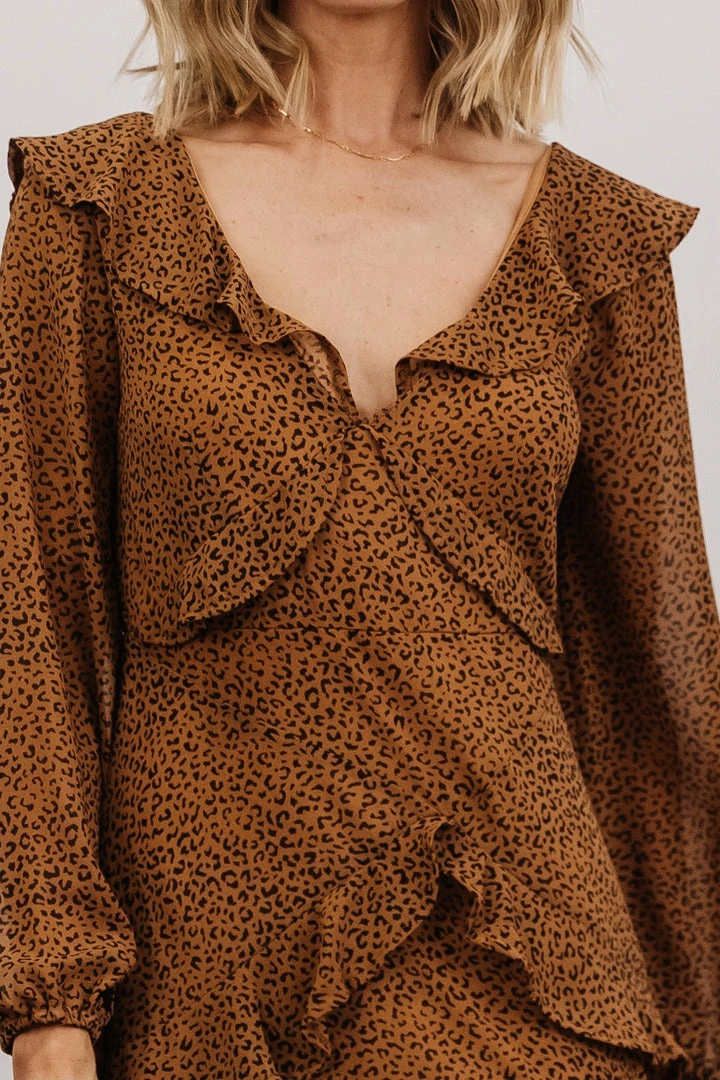POL Maya Short Dress | Camel Leopard Print 2 POL Maya Short Dress | Camel Leopard Print