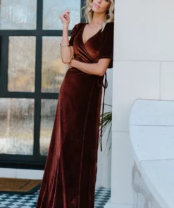 BB Custom Meghan Velvet Wrap Maxi Dress | Bronze Dresses 22 BB Custom Meghan Velvet Wrap Maxi Dress | Bronze Dresses