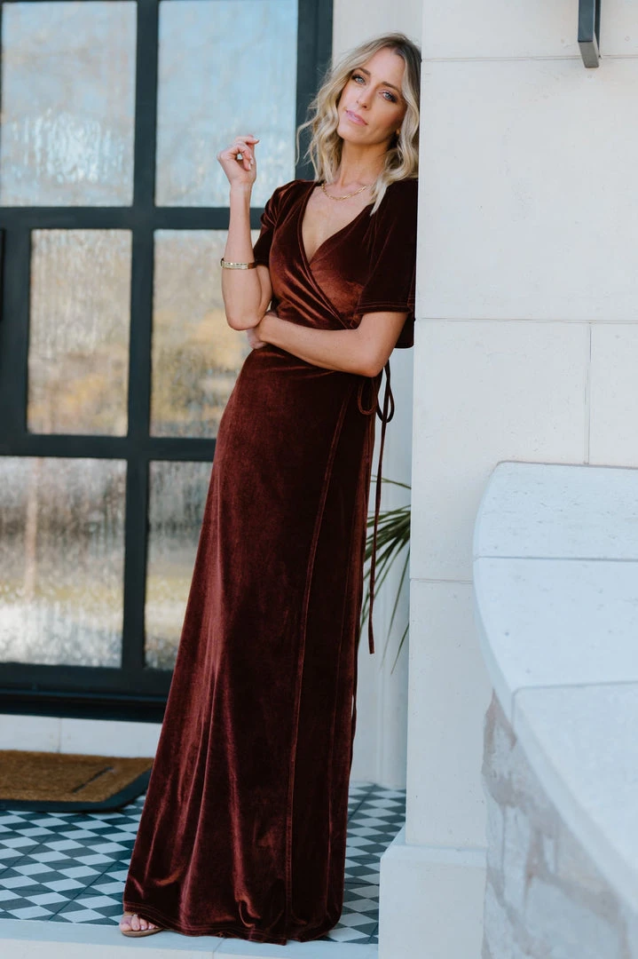 BB Custom Meghan Velvet Wrap Maxi Dress | Bronze Dresses 11 BB Custom Meghan Velvet Wrap Maxi Dress | Bronze Dresses