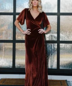 BB Custom Meghan Velvet Wrap Maxi Dress | Bronze Dresses 15 BB Custom Meghan Velvet Wrap Maxi Dress | Bronze Dresses
