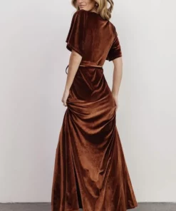 BB Custom Meghan Velvet Wrap Maxi Dress | Bronze Dresses 18 BB Custom Meghan Velvet Wrap Maxi Dress | Bronze Dresses