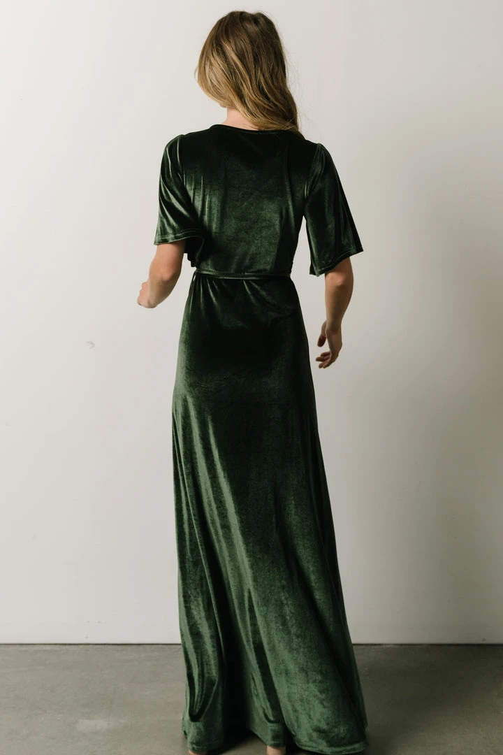 BB Custom Dresses Meghan Velvet Wrap Maxi Dress | Deep Green 6 BB Custom Dresses Meghan Velvet Wrap Maxi Dress | Deep Green