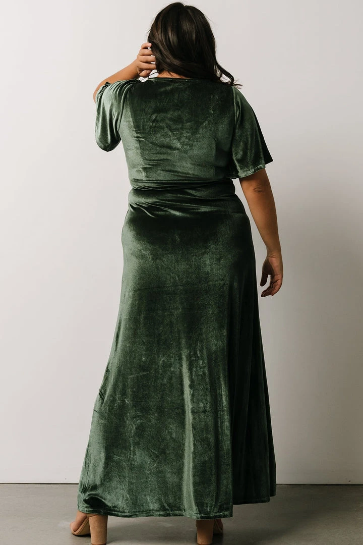 BB Custom Dresses Meghan Velvet Wrap Maxi Dress | Deep Green 10 BB Custom Dresses Meghan Velvet Wrap Maxi Dress | Deep Green