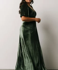 BB Custom Dresses Meghan Velvet Wrap Maxi Dress | Deep Green 21 BB Custom Dresses Meghan Velvet Wrap Maxi Dress | Deep Green