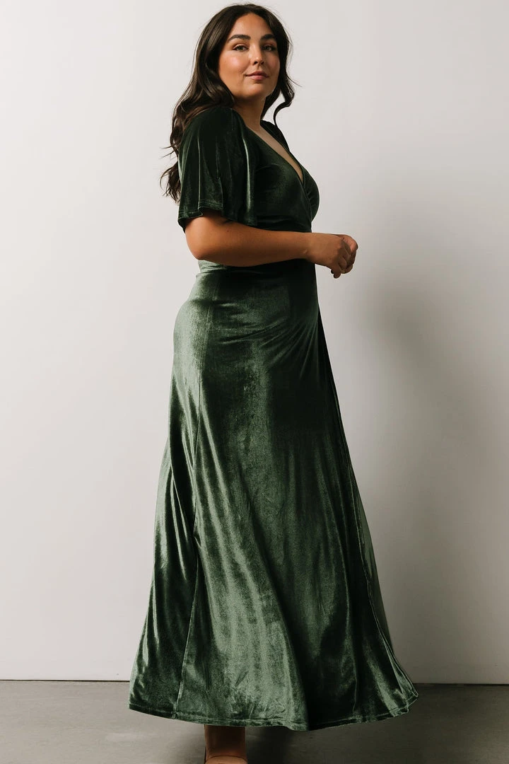 BB Custom Dresses Meghan Velvet Wrap Maxi Dress | Deep Green 8 BB Custom Dresses Meghan Velvet Wrap Maxi Dress | Deep Green